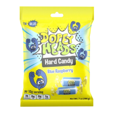 DOPEY HEADS Blue Raspberry Flavour Hard Candy 198g